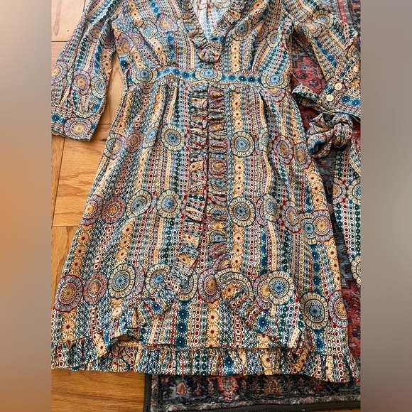 Marc by Marc Jacobs 100% silk multicolored floral boho poplin chic dress size 6 - Picture 2 of 8